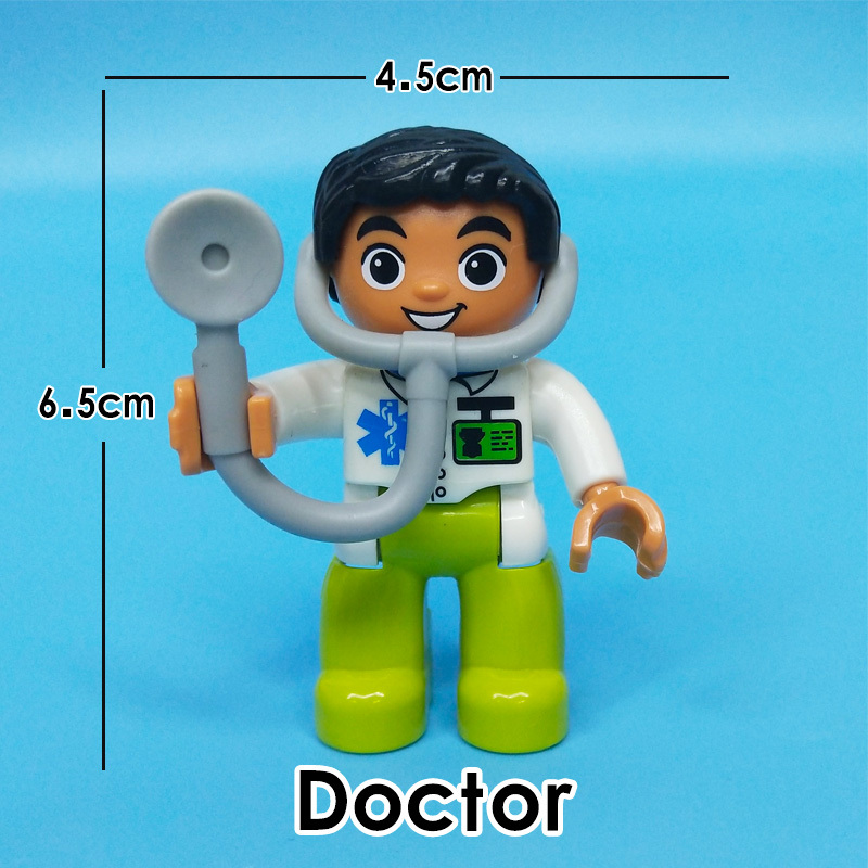 Big Particle Police Doctor Nurse Princess Sailor Cinderella Farmer Model Action Figures Birthday Gifts Building Blocks Kids Toys