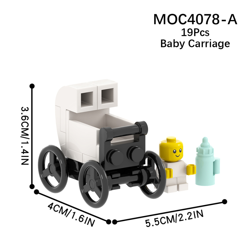 MOC4078 City Room Furniture Colorful Baby Carriage With Baby Milk Bottle Building Blocks Bricks Kids Toys for Children Gift MOC Parts