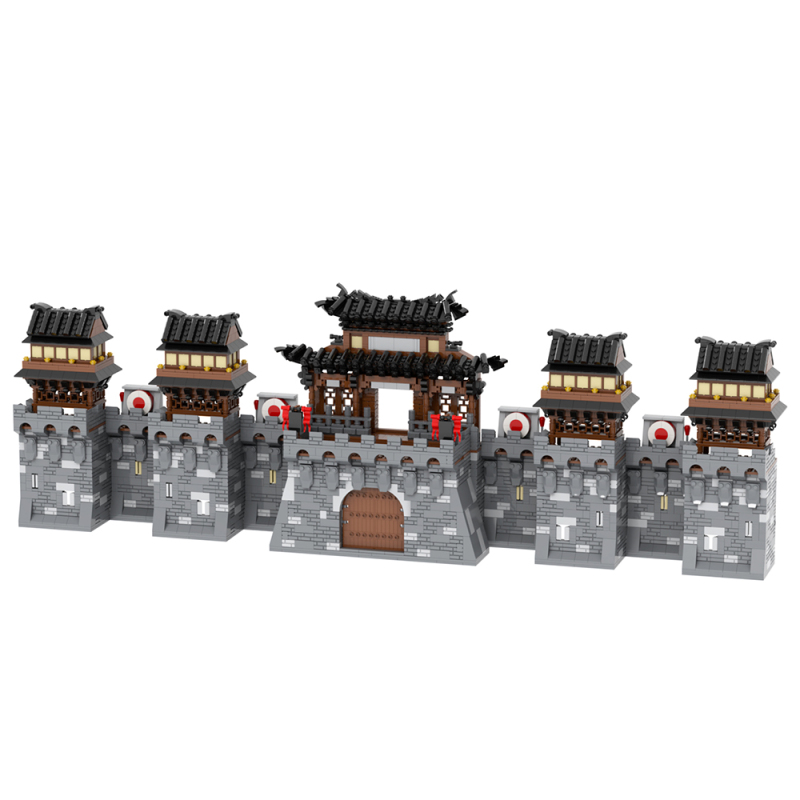 MOC5044 Military Series Ancient city wall Gate Main attic Attic wall Battle Drum City Wall Model Building Blocks Bricks Kids Toys for Children Gift MOC Parts