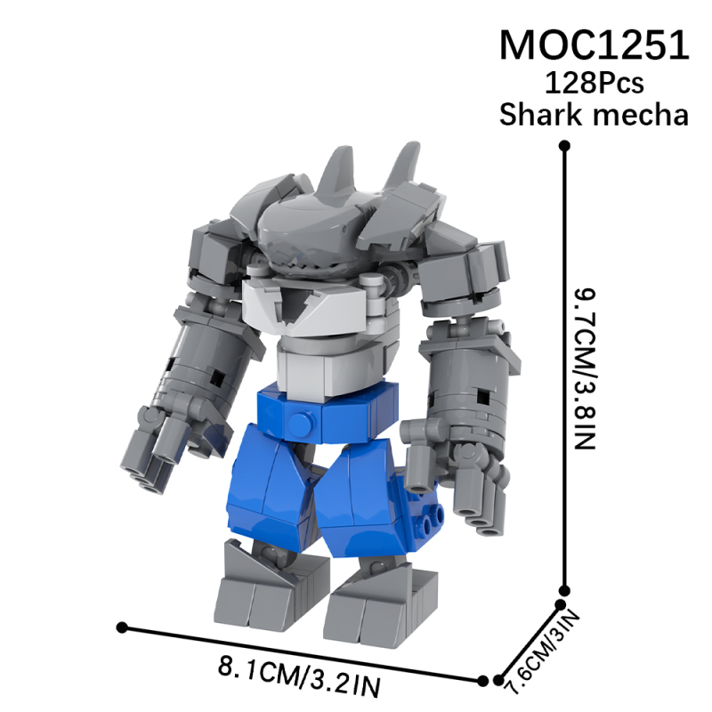 MOC1251 Creativity series Shark Mech Action Figure Building Blocks Bricks Kids Toys for Children Gift MOC Parts