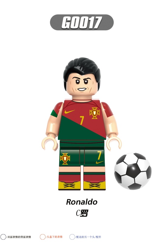 G0103 Athletes Ronaldo Benzema Bale Messi Kroos De Bruyne Neymar Modric Action Figure Building Blocks Kids Toys