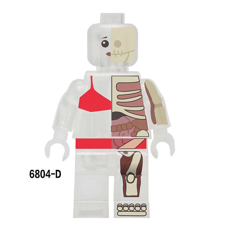 AX6804 White Yellow Trans-Clear X-ray Body Action Figures Birthday Gifts Building Blocks Kids Toys