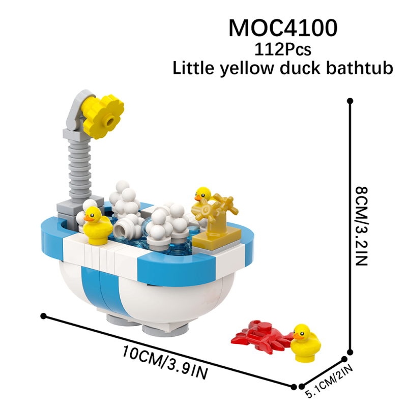 MOC4100 City Series Little Yellow Duck Bathtub Building Blocks Bricks Kids Toys for Children Gift MOC Parts