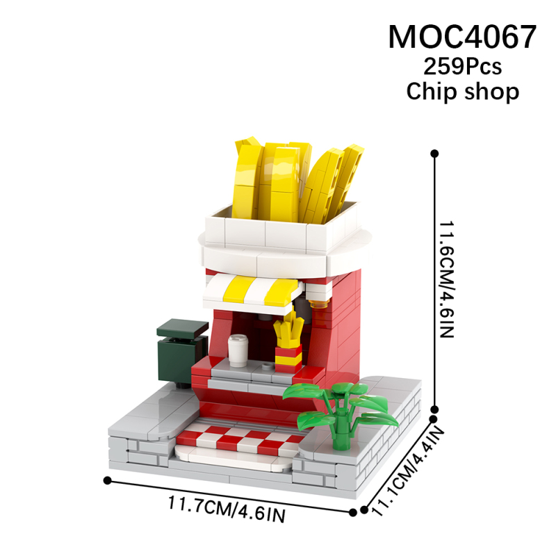 MOC4067 City Series French Fries Shop Sreet View Building Blocks Bricks Kids Toys for Children Gift MOC Parts