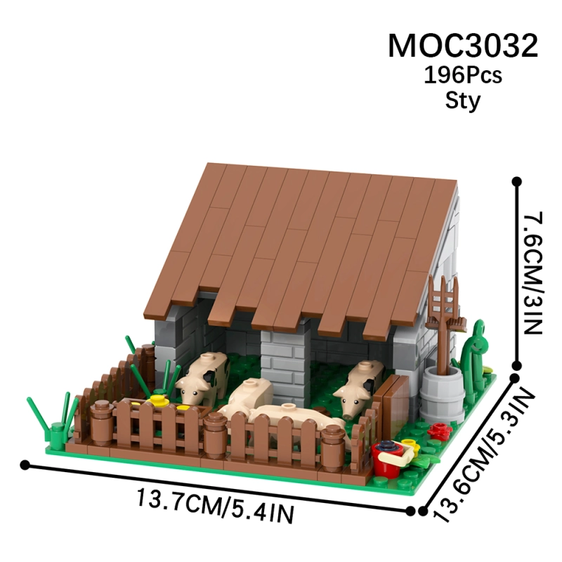 MOC3032 Farm Series pigpen Model Building Blocks Bricks Kids Toys for Children Gift MOC Parts