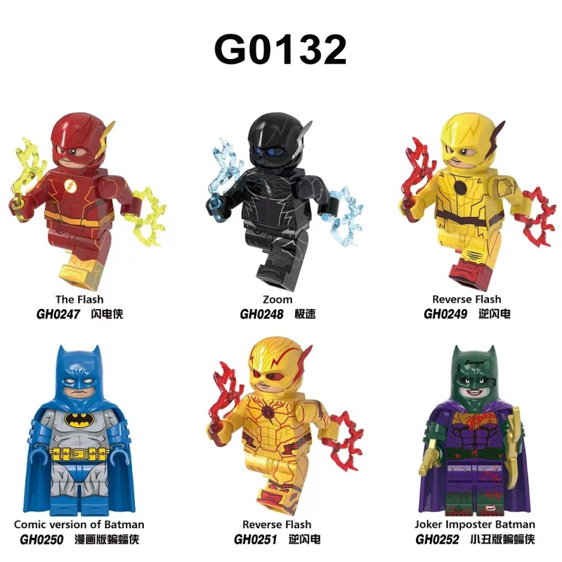 G0132 The Flash DC Movie Comic Version of Bat Reverse Flash Zoom Man Super Heroes Mini Action Building Block Figure Plastic Toy
