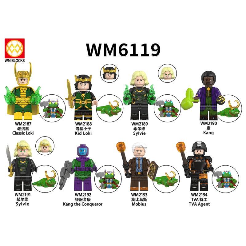 WM6119 NEW Classic Loki Kid Loki Sylvie Kang the Conqueror Mobius TVA agent mini toys Diy Building Blocks Sets Model Toys for Kid