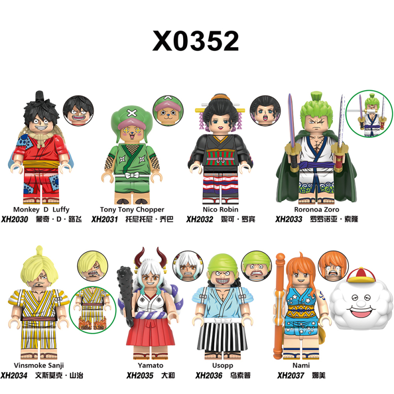 X0352 One Piece Monkey D. Luffy Nico Robin Roronoa Zoro Tony Tony Chopper Sanji Anime Mini Bricks Assemble Building Block Figure Toy