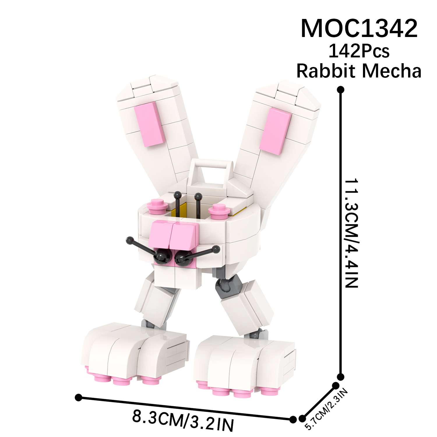 142pcs MOC1342 NEW Pink Rabbit mecha Building Blocks sets For Child ...