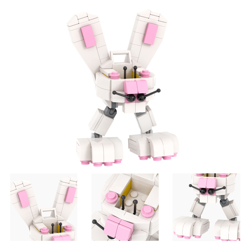 142pcs MOC1342 NEW Pink Rabbit mecha Building Blocks sets For Child model puzzle toys for kids