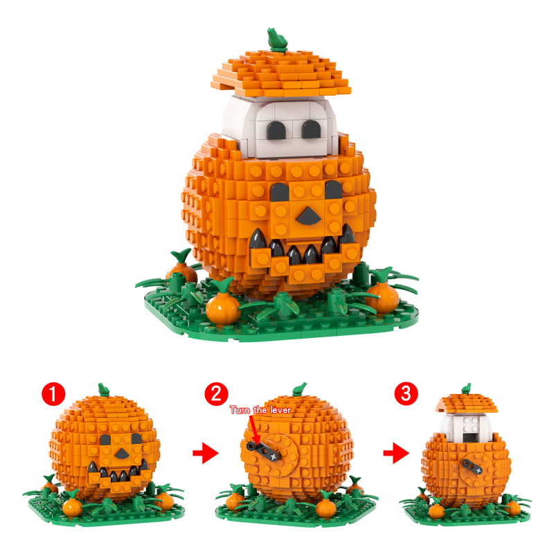 414Pcs Building Block MOC1390 Halloween Pumpkin Ghost MOOXI Bricks Creative Action Model Educational Kids Toys For Birthday Gift