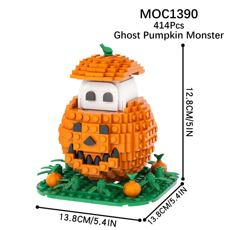 414Pcs Building Block MOC1390 Halloween Pumpkin Ghost MOOXI Bricks Creative Action Model Educational Kids Toys For Birthday Gift