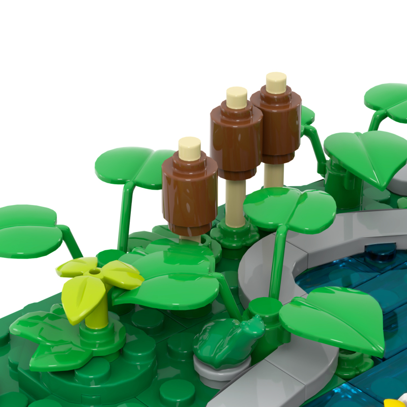 MOC3035 Farm Series Pond Scene 215Pcs Building Blocks Creative Natural Plants Flowers Pool Model Assembly Bricks Toys Kids Gift