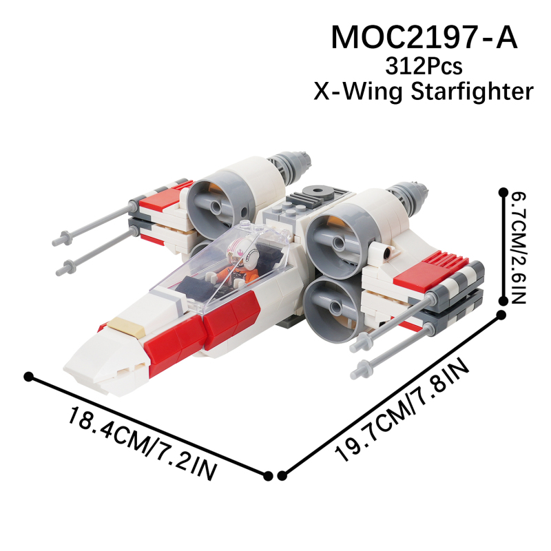 MOC2197 X-Wing Starfighter 311Pcs Bricks With Luck Skywalker Space Wars Movie Assembly Collect Building Blocks Kids Gift Toys