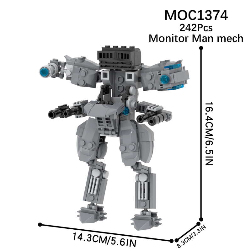 MOC1374 Monitor Man Mech 242pcs Anime Characters Upgraded Mini Plastic Building Blocks Kids Gift Toy