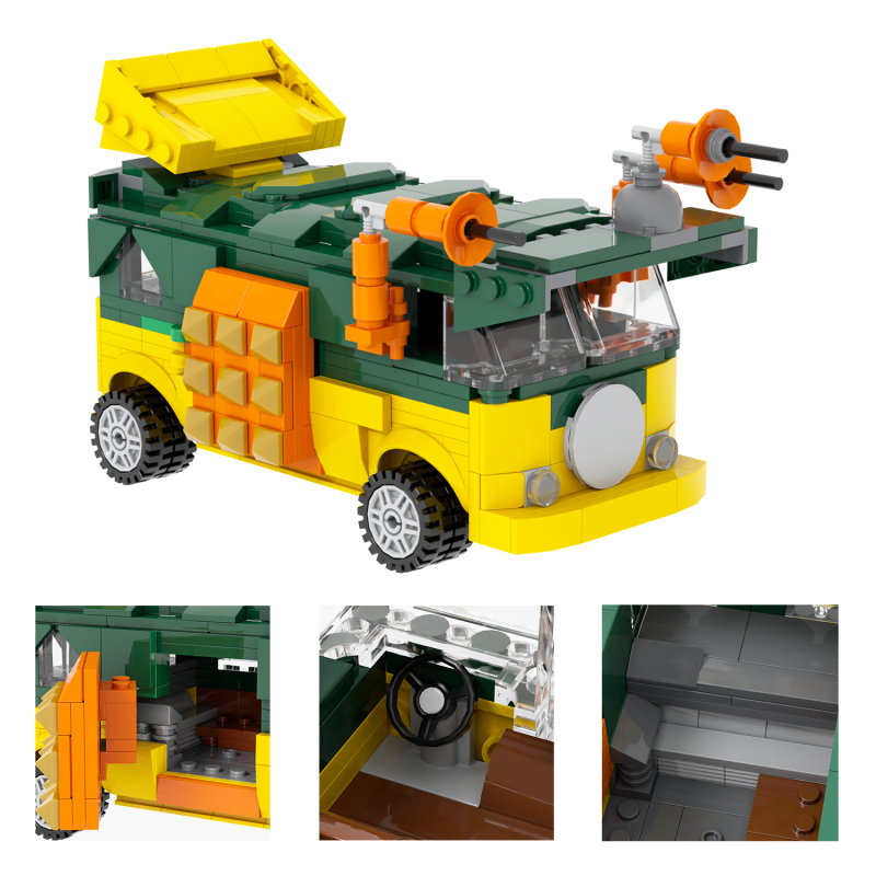 MOC1393 TMNTed Pizza Car Party Van building bricks juguetes para los ninos educational toys building block sets brinquedos