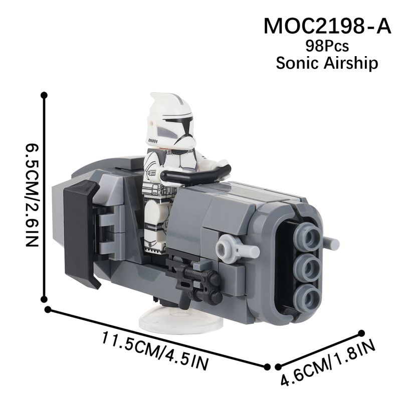 MOC2198 Speed of Sound Airship 97Pcs Bricks with Clone Soldiers Sci-Fi Interstellar War Movie Building Blocks for Kids Gift Toys