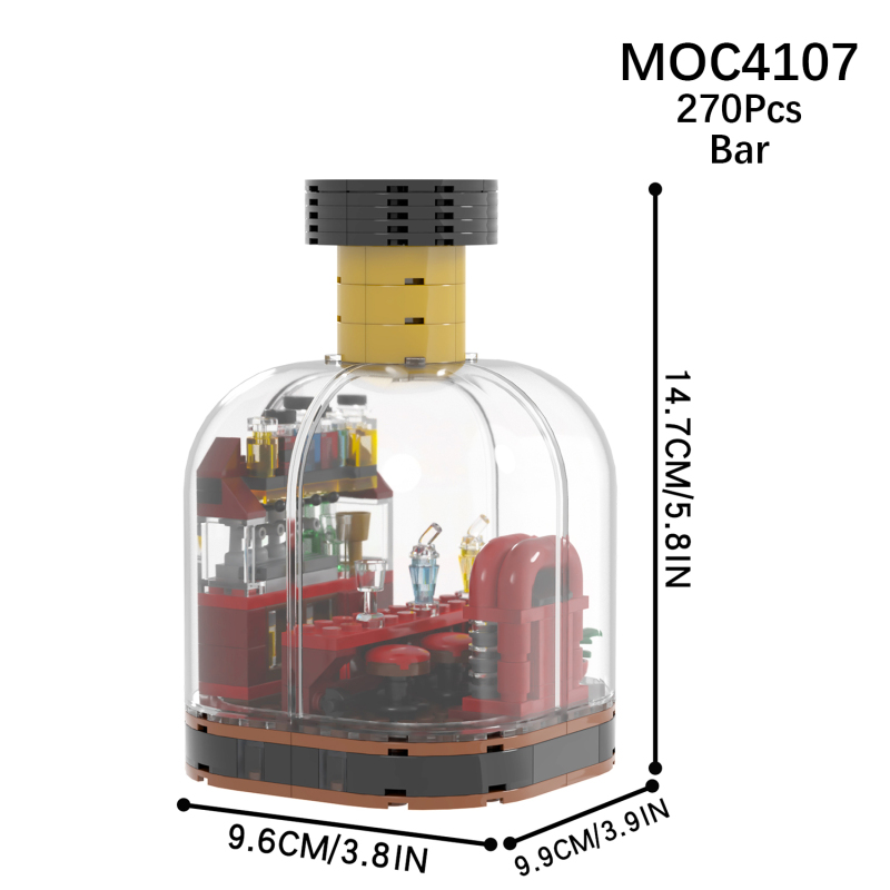 MOC4107 City Bar in the Bottle with Bar Counter Goblet 270pcs Building Block Blocks Home Decoration Christmas Toys