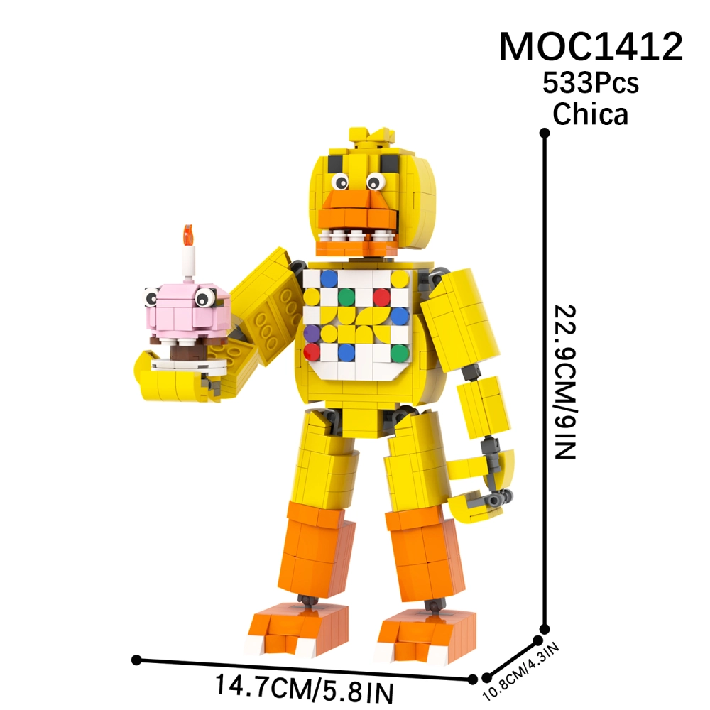 MOC1409-1415 FNAF Freddy Fazbear Foxy Bonnie Chica Golden Freddy