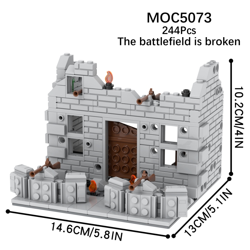 244Pcs Bricks MOC5073 Broken Battlefield WW2 Military War Gun First-aid Kit Compatible Building Blocks Gift Toys For Children