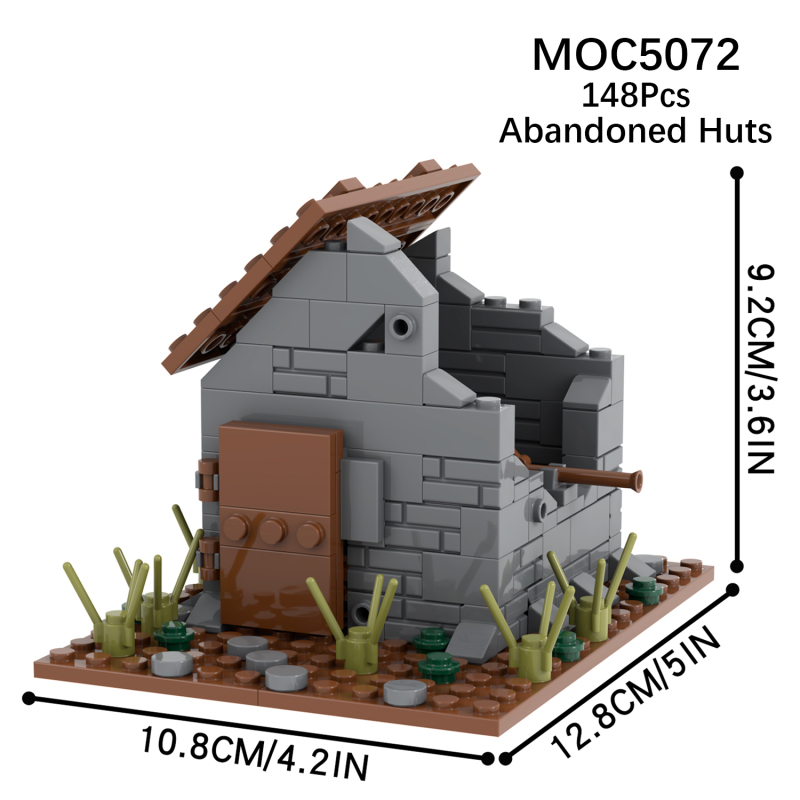 148Pcs MOC5072 Bricks Military House Architecture Building Blocks Creativity Postwar Abandoned Hut Assembly Bricks Kids Toys