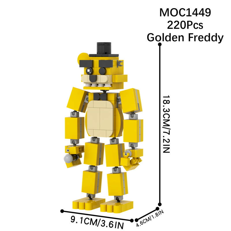 MOC1445-1450 Freddy Fazbear Chica Bonnie Foxy Golden Freddy Springtrap FNAF Creative Horror Game Building Blocks Kids Gift Toys