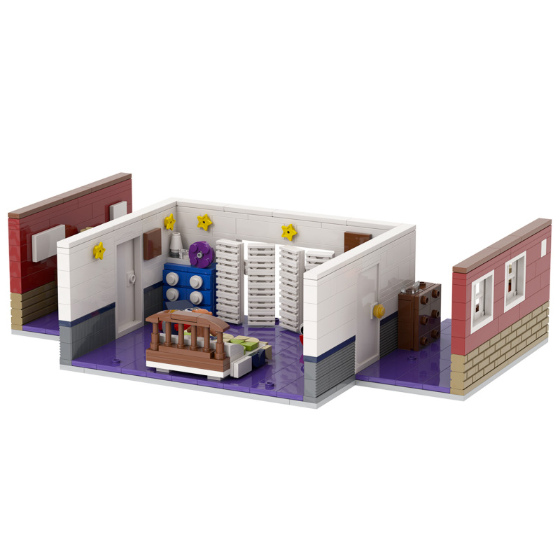 585Pcs MOC1438 Game Series Scene Building Blocks DIY Midnight Bear Horror Room Character Model Assemble Bricks Toys For Children