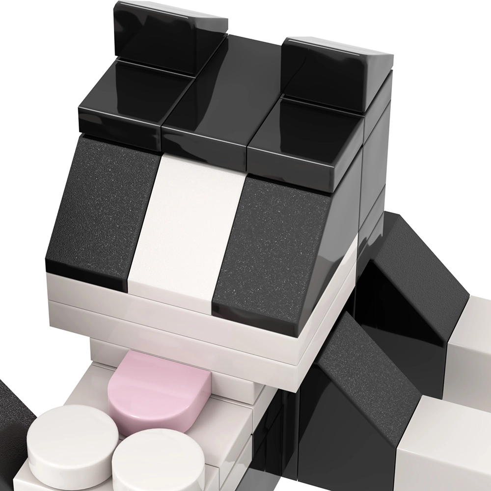 MOC3042 Cute Pet Cat Set Series Black And White Cat Cats Licking Their ...