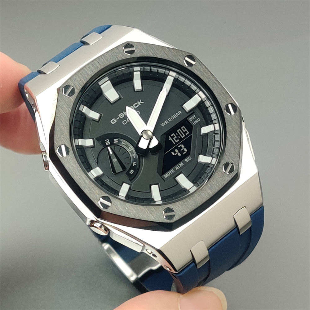 GA2100 Casioak Offshore Curve Style Silver Black