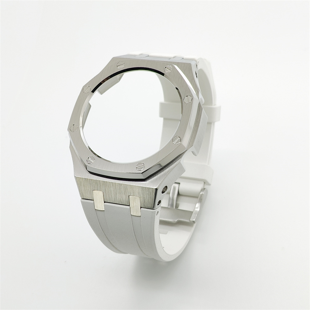 GA2100 Casioak Rubber Strap Set Silver
