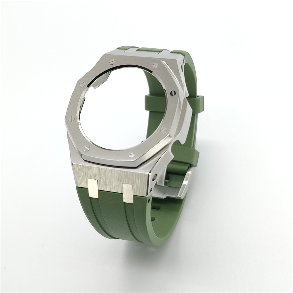 GMAS2100 Casioak Rubber Strap Set Silver Black