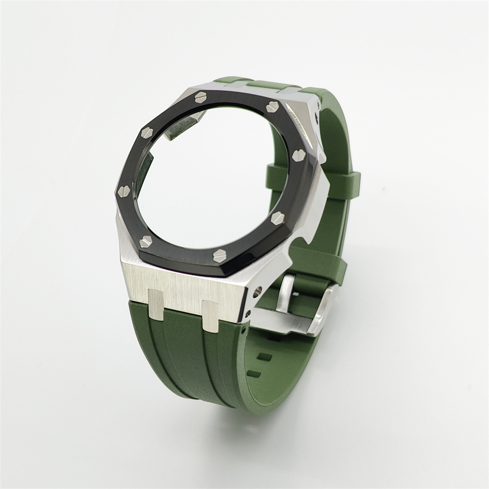 GA2100 Casioak Rubber Strap Set Silver