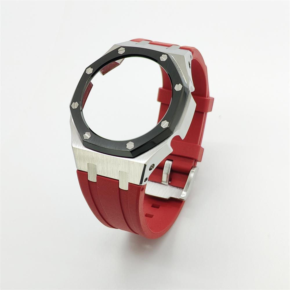 GA2100 Casioak Rubber Strap Set Silver