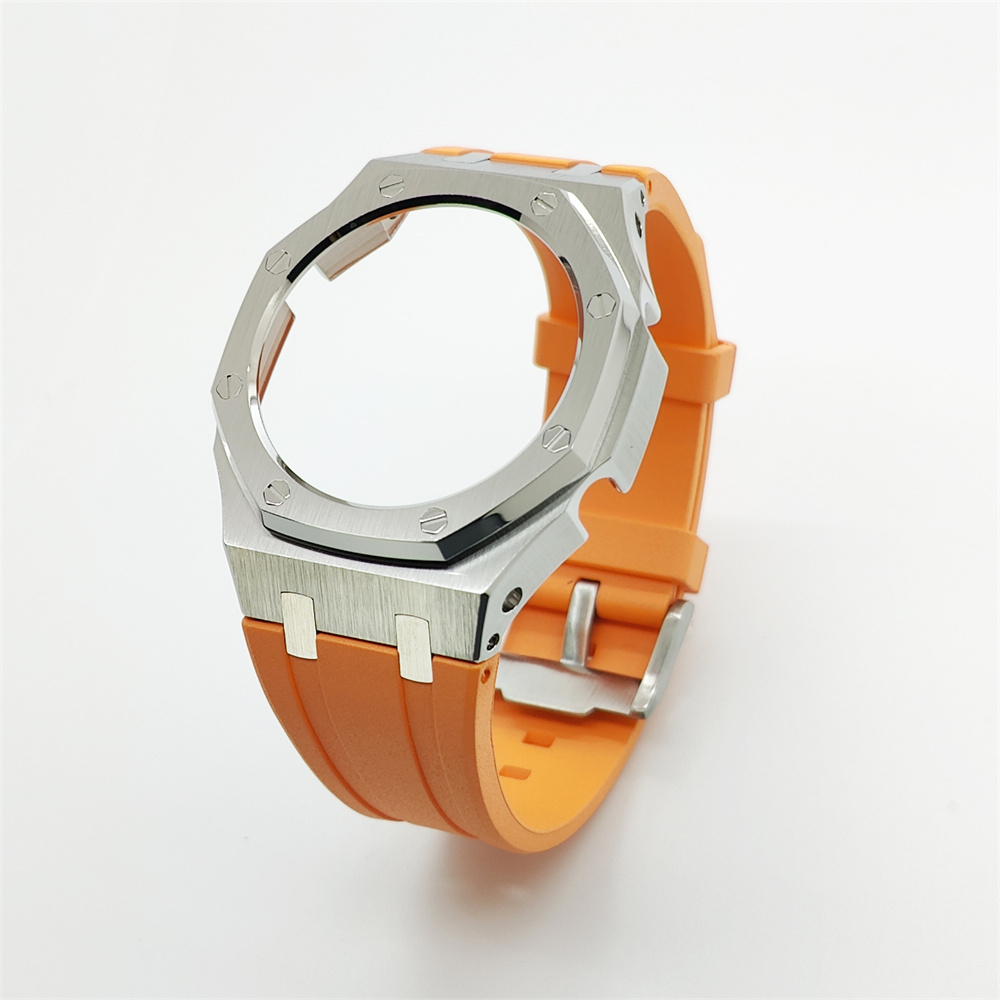 GA2100 Casioak Rubber Strap Set Silver