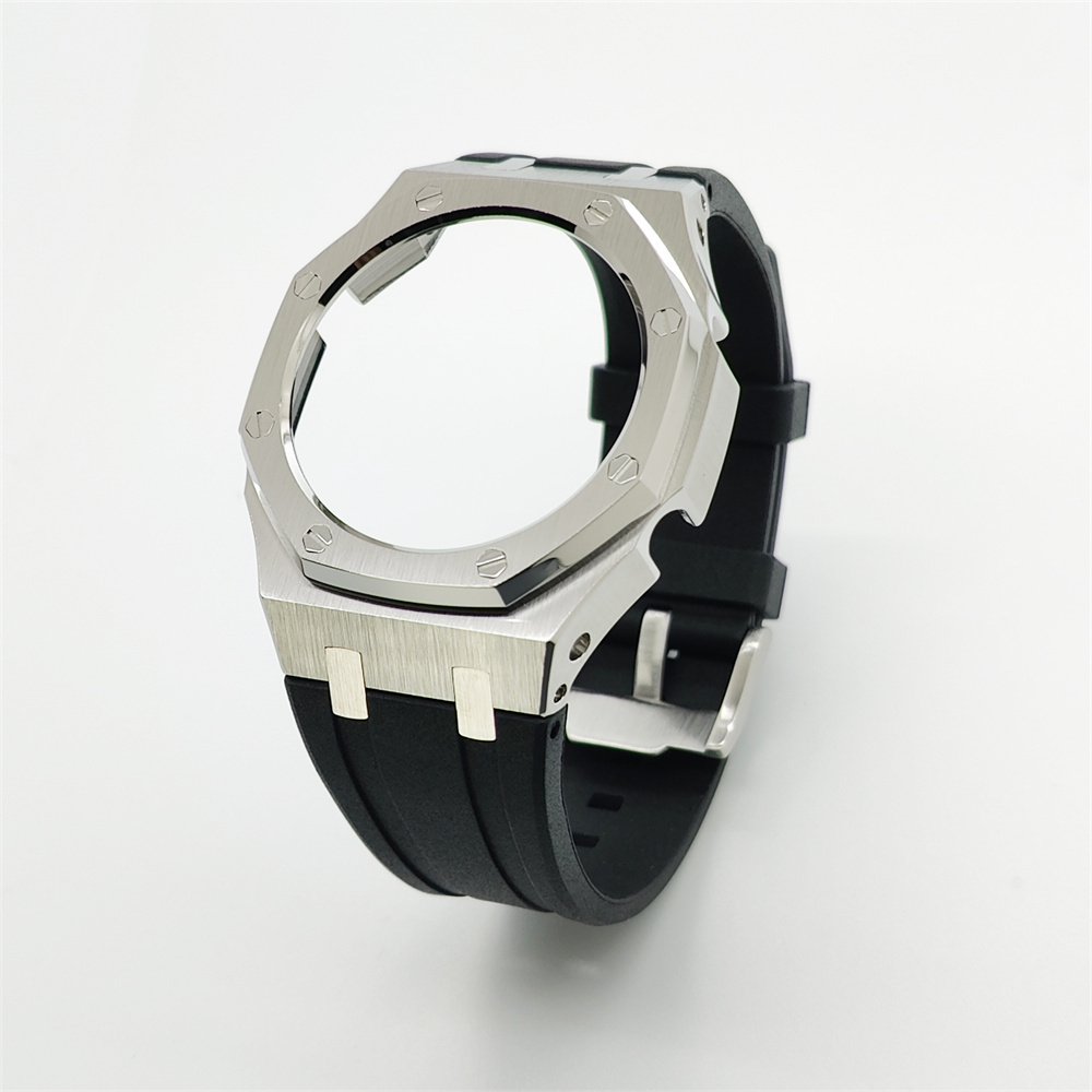 GA2100 Casioak Rubber Strap Set Silver