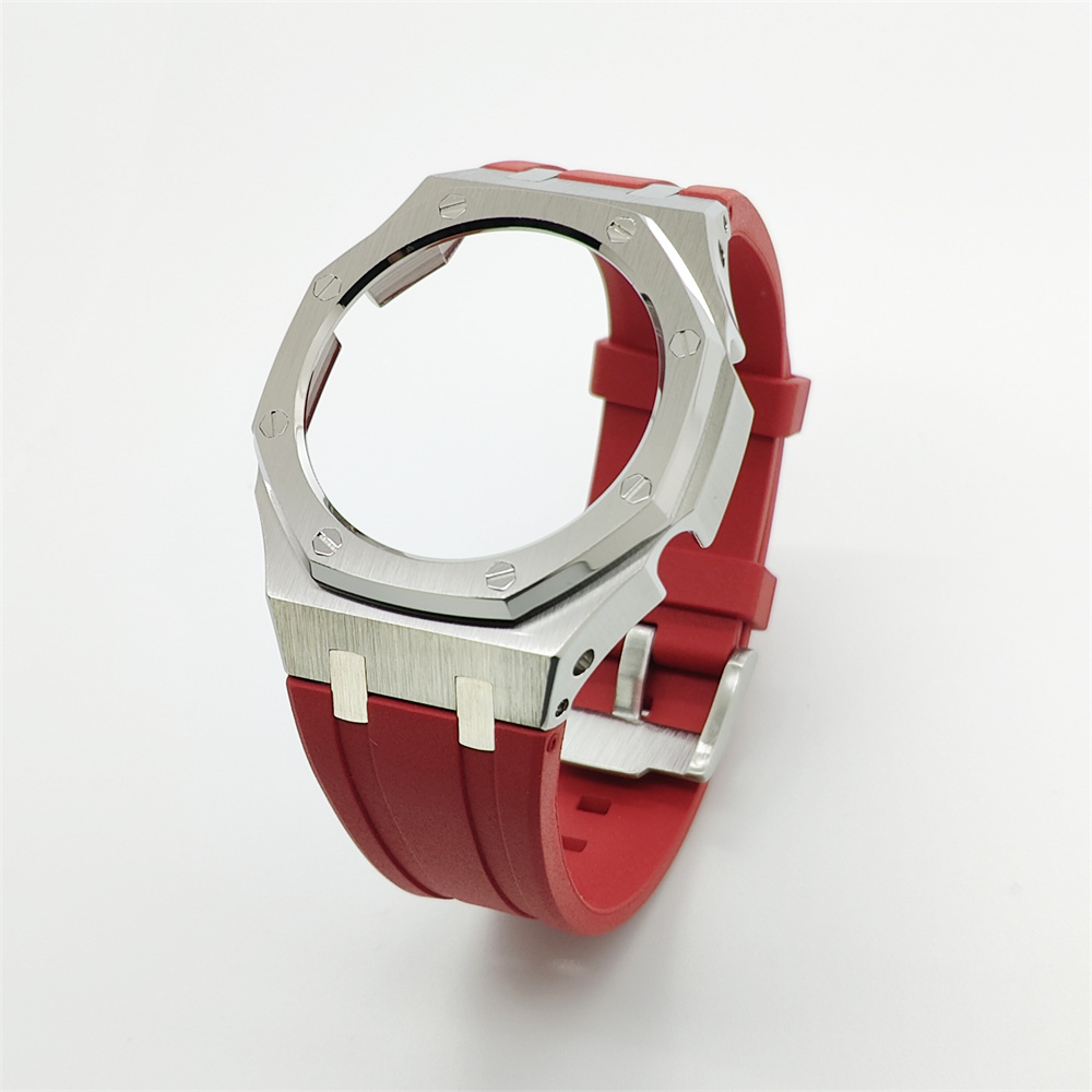 GA2100 Casioak Rubber Strap Set Silver