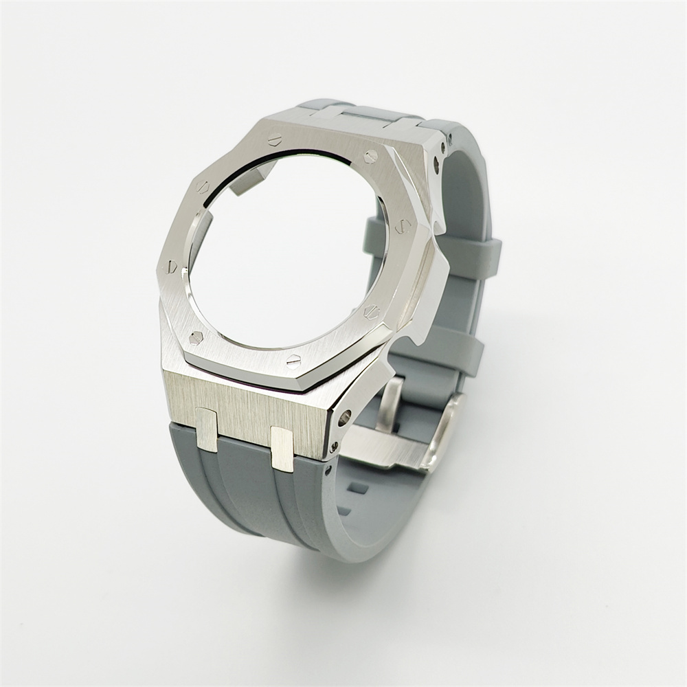 GMAS2100 Casioak Rubber Strap Set Silver Black