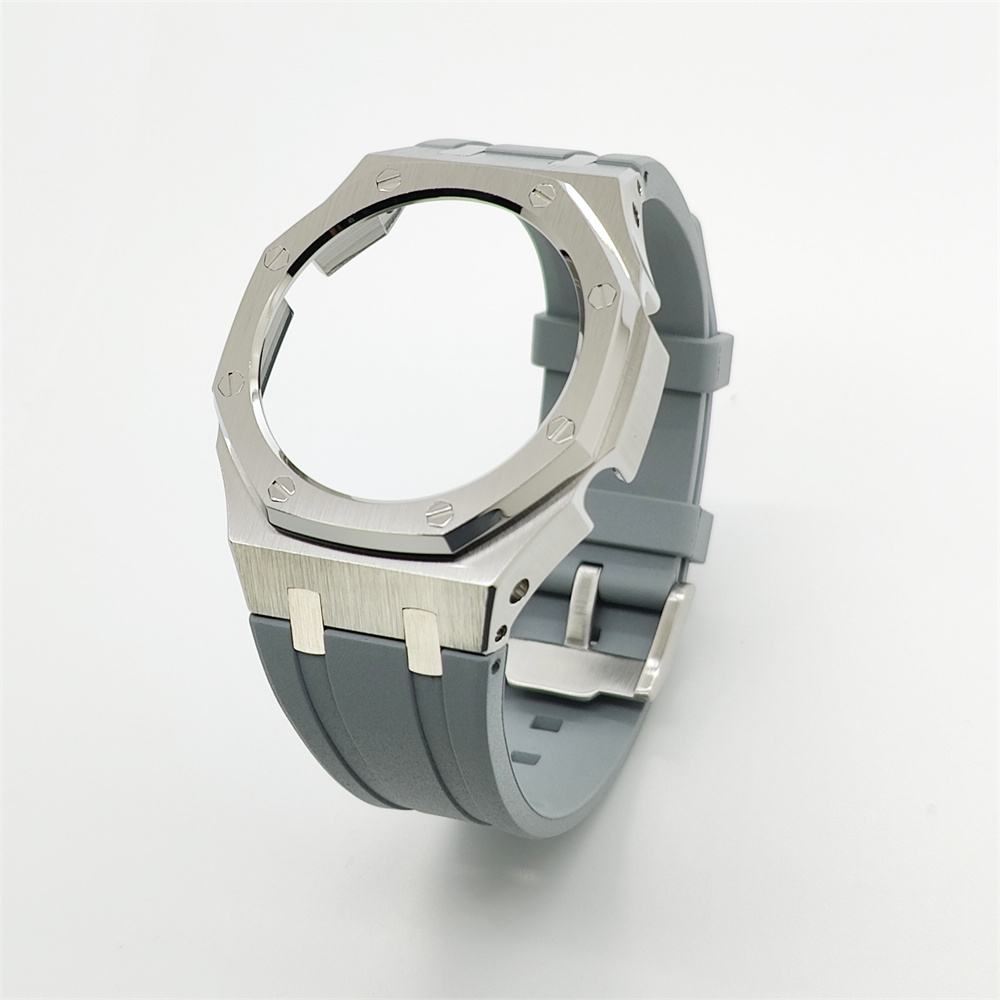 GA2100 Casioak Rubber Strap Set Silver