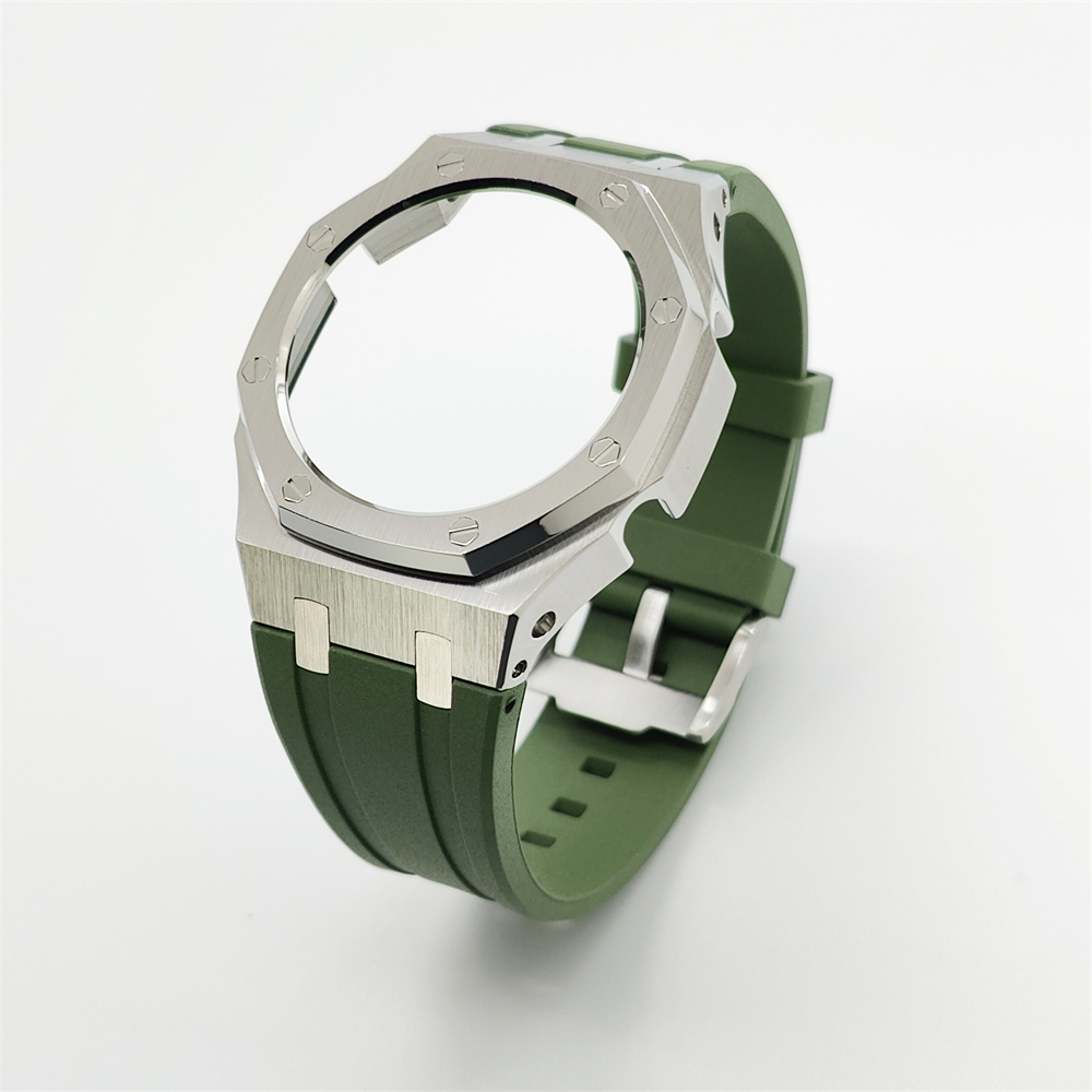 GA2100 Casioak Rubber Strap Set Silver