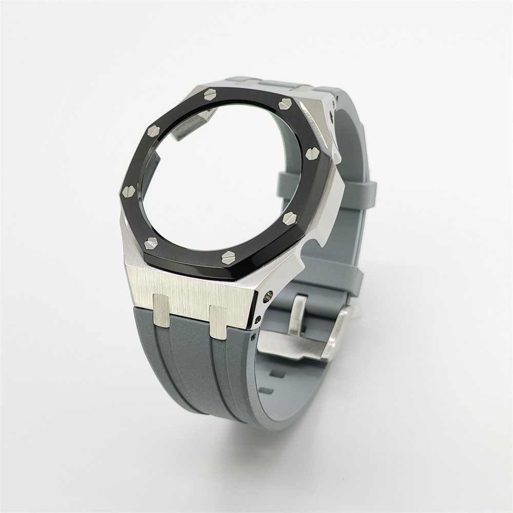 GA2100 Casioak Rubber Strap Set Silver