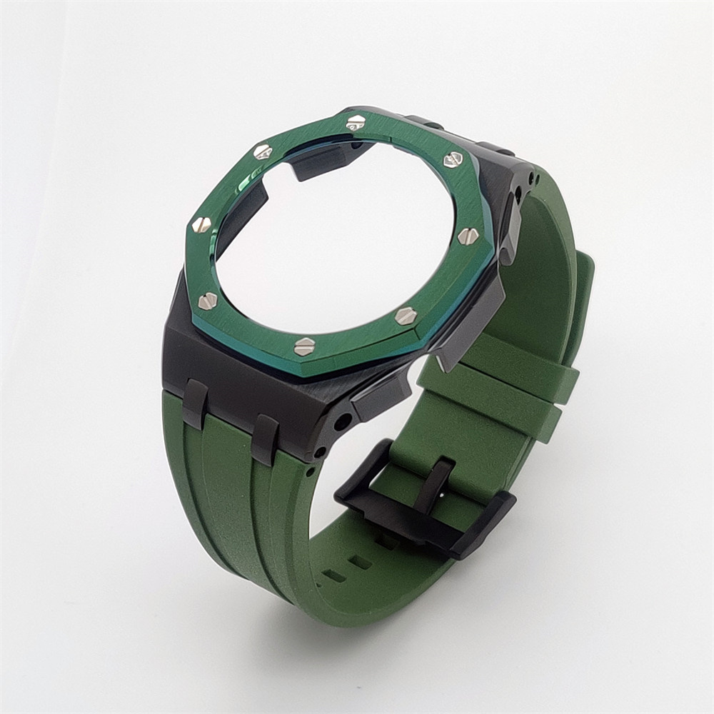 GA2100 Casioak Offshore Curve Style Black Green Bezel