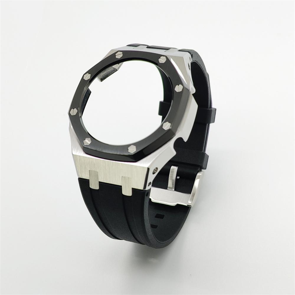 GA2100 Casioak Rubber Strap Set Silver