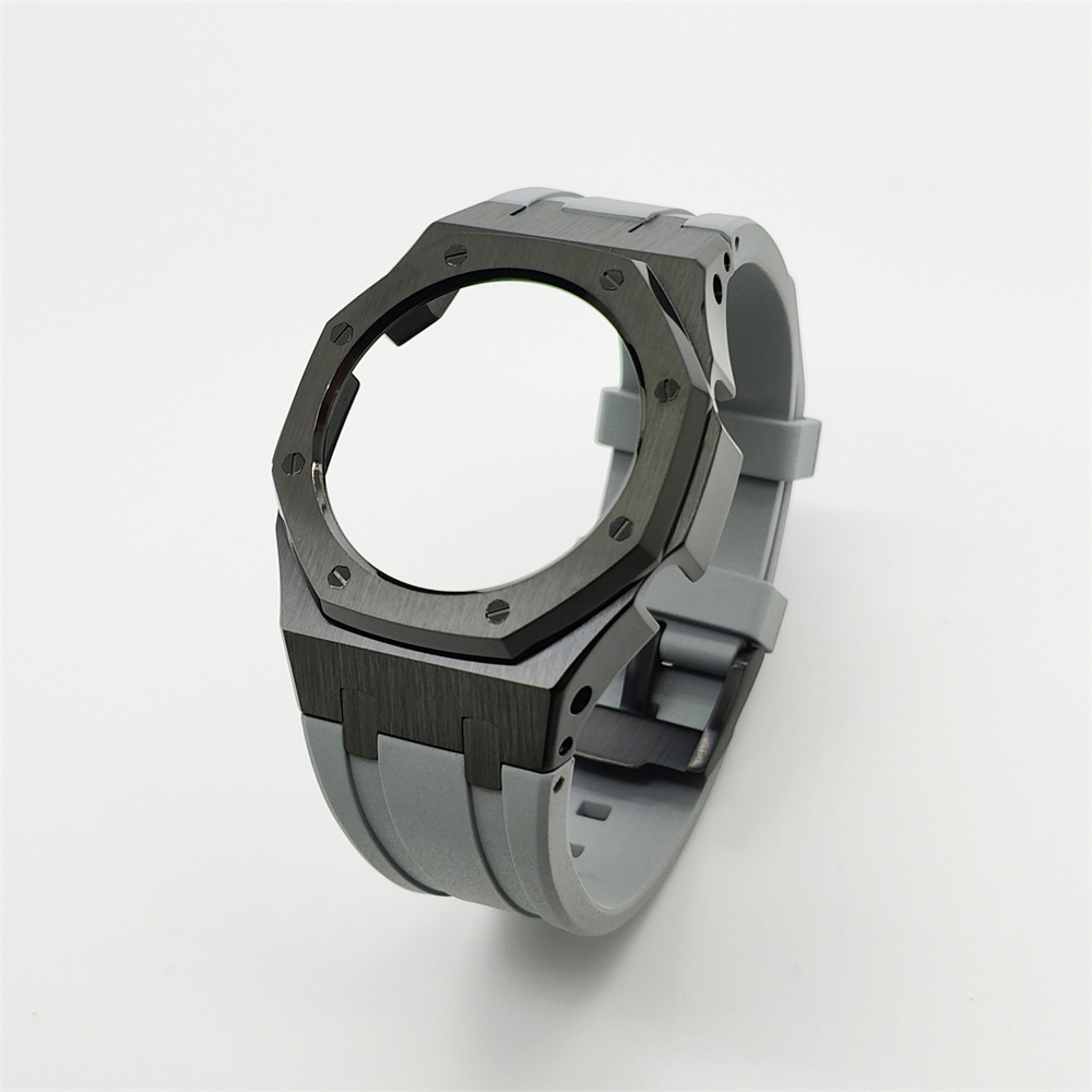 GMAS2100 Casioak Rubber Strap Set Silver Black