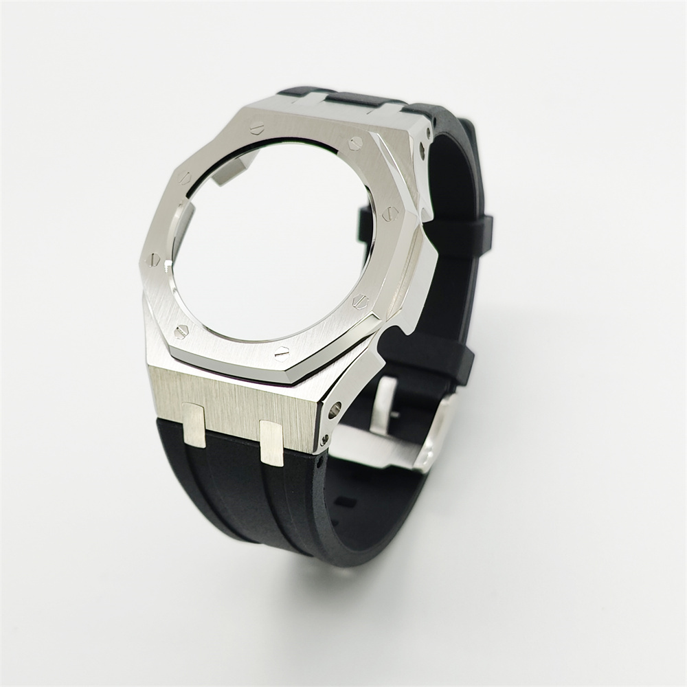 GMAS2100 Casioak Rubber Strap Set Silver Black