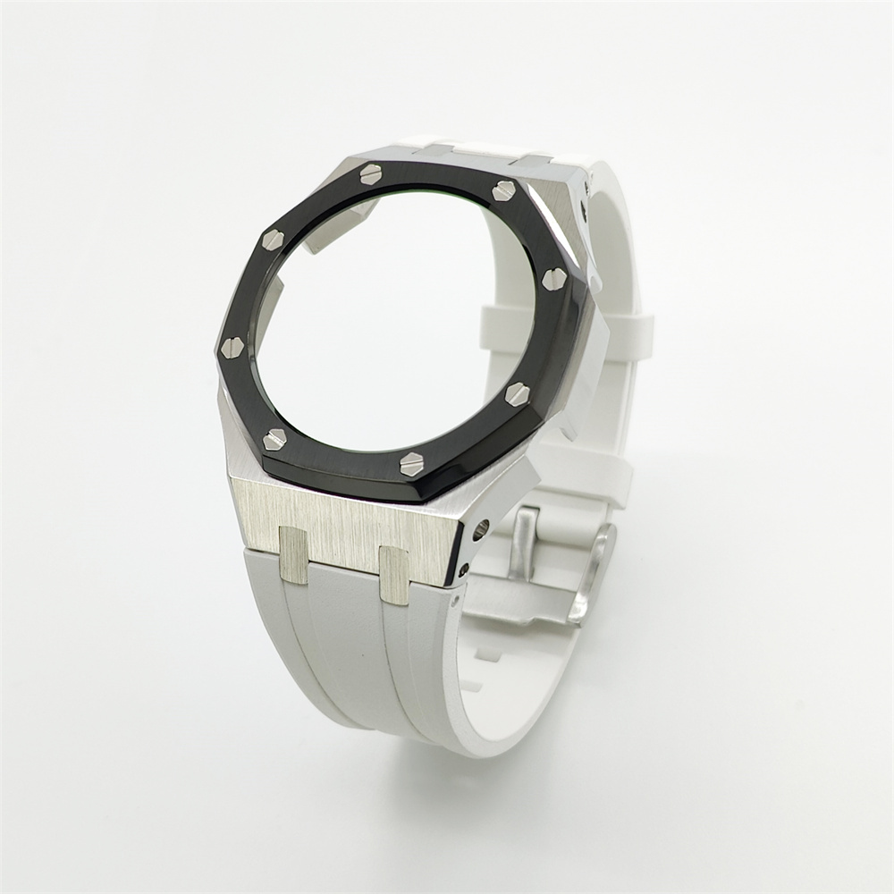 GA2100 Casioak Rubber Strap Set Silver