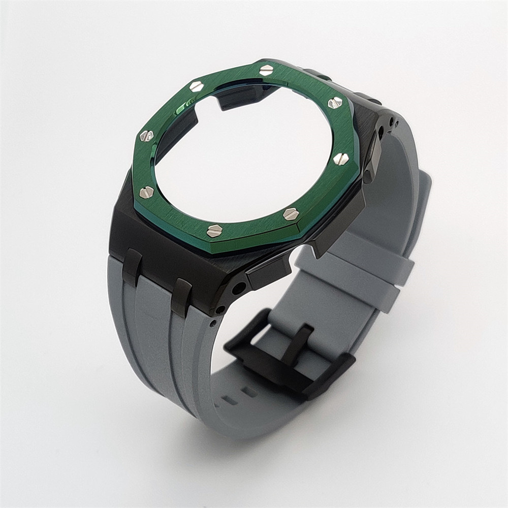 GA2100 Casioak Offshore Curve Style Black Green Bezel