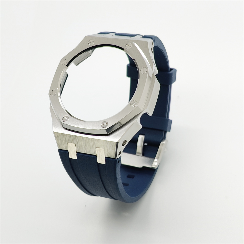 GA2100 Casioak Rubber Strap Set Silver