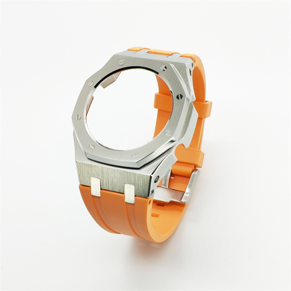 GMAS2100 Casioak Rubber Strap Set Silver Black