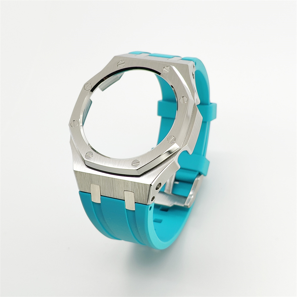 GA2100 Casioak Rubber Strap Set Silver