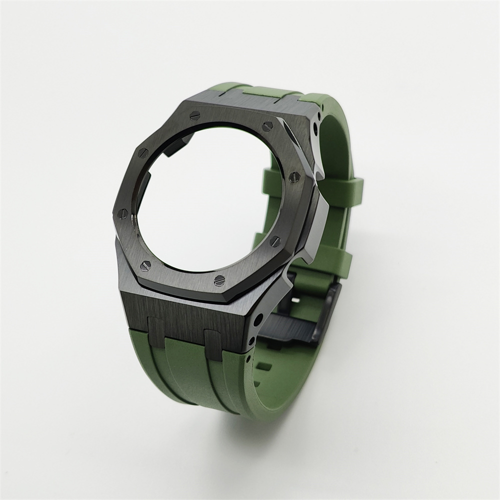 GMAS2100 Casioak Rubber Strap Set Silver Black